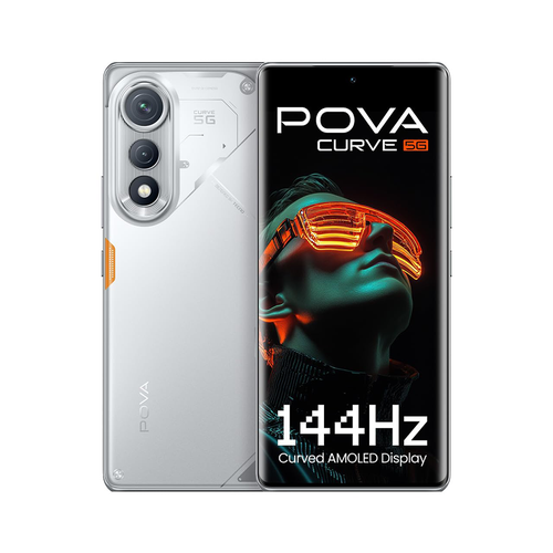 جوال تكنو POVA Curve 5G ذاكرة 256/16GB (رام موسعة 8+8) لون فضي