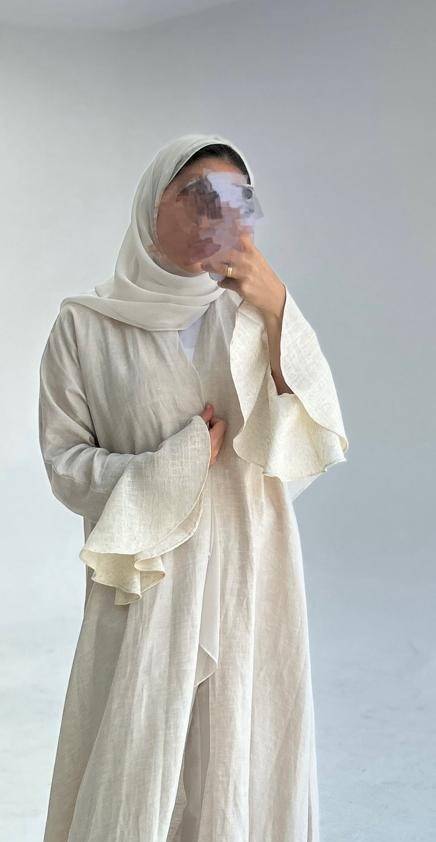 عباية لينن القصة كلوش مع اكمام واسعة  