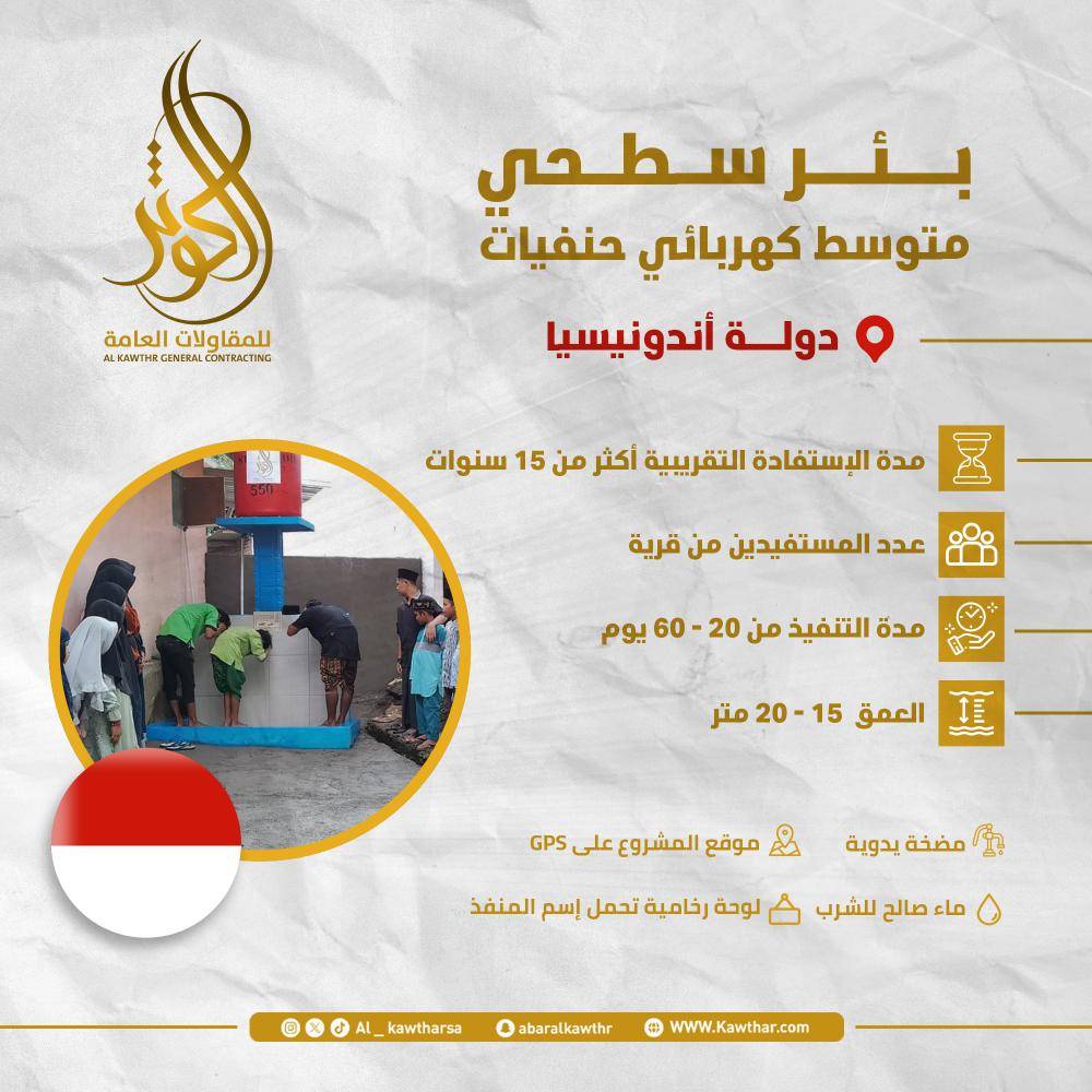 بئر سطحي متوسط كهربائي حنفيات - اندونيسيا