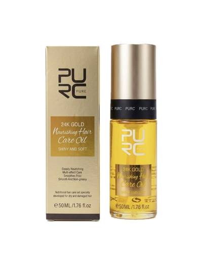 بيورك بيور (Purc Organics) زيت العناية بالشعر الفاخر بذهب عيار 24 قيراط للمعان ونعومة فائقة - 50 مل