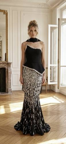 فستان محمد سيلكا فاخر مشكوك فضي بشال