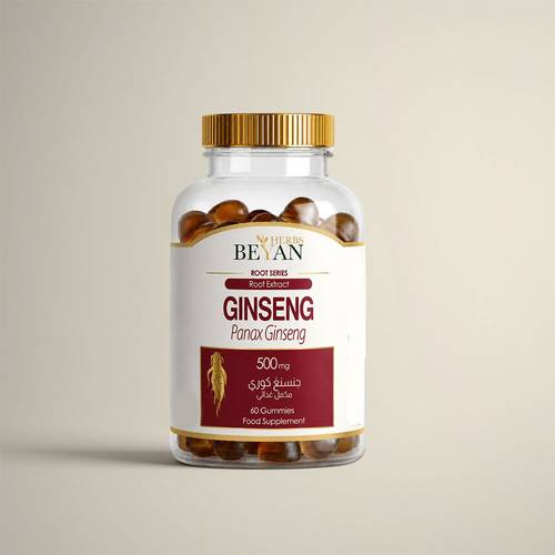 جينسنج من بيان هيربس - مكمل غذائي يحتوي على مستخلص الجنسنج الكوري (Panax Ginseng) بتركيز 500 ملجم