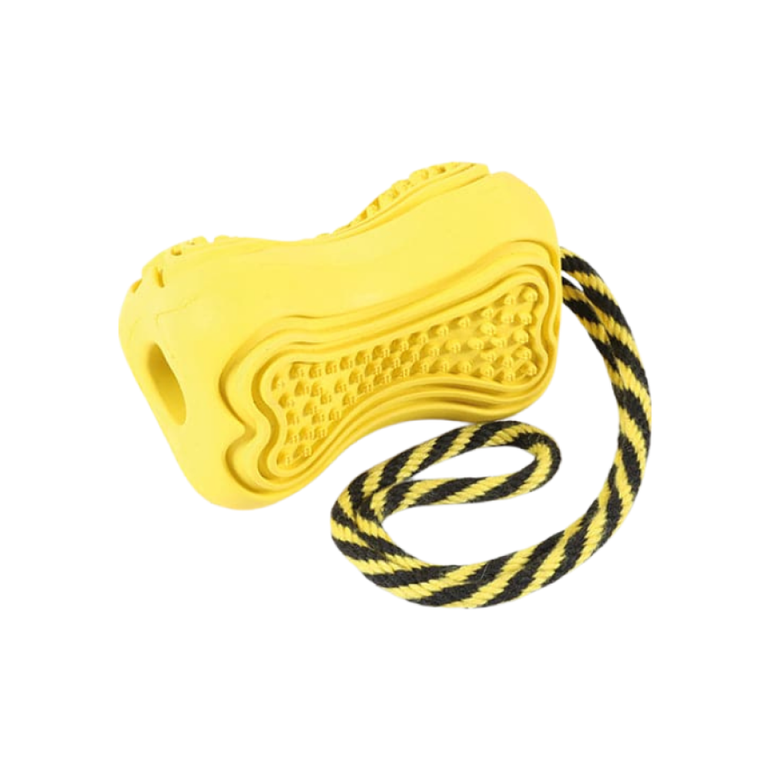 Zolux Titan Rubber toy with a rope,  Yellow Colour For Dogs - Small