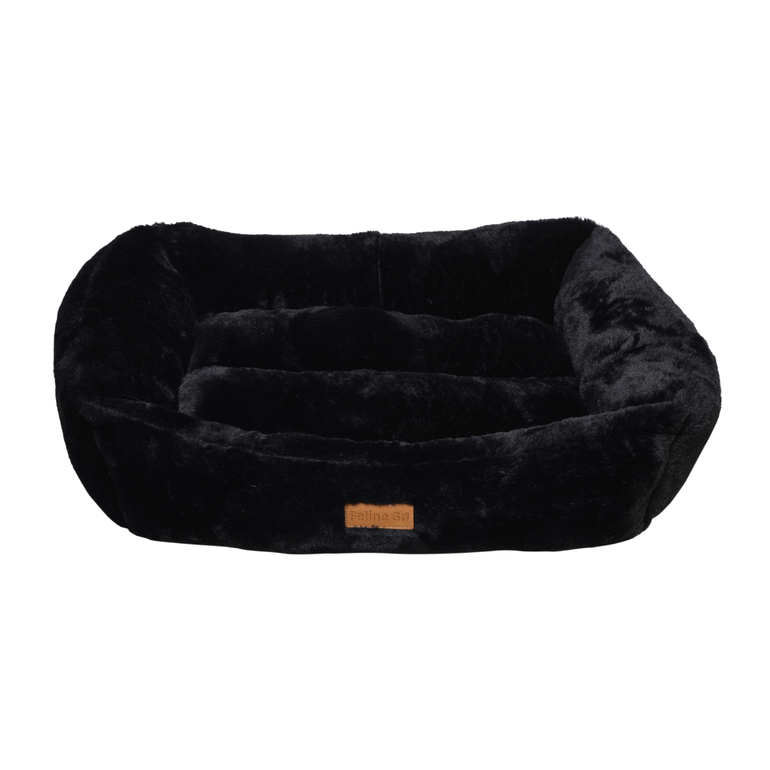 Feline Go Brownie Rectangular Bed for Cats and Dogs, Black Colour - Very Large