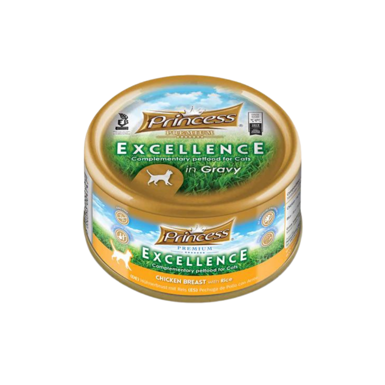 Princess Premium Excellence Cans Of Chicken Breast with Rice In Gravy Wet Food For Cats, 70g - Piece