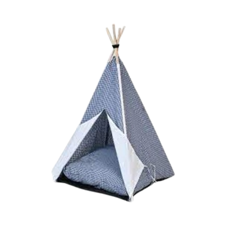 Feline Go Foam Cupcake Tent bed for cats and dogs, Plaid Blue colour - Medium