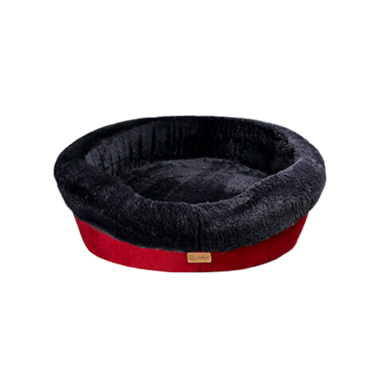 Feline go Donat circular bed for cats and dogs, Black with Black Colour - Large