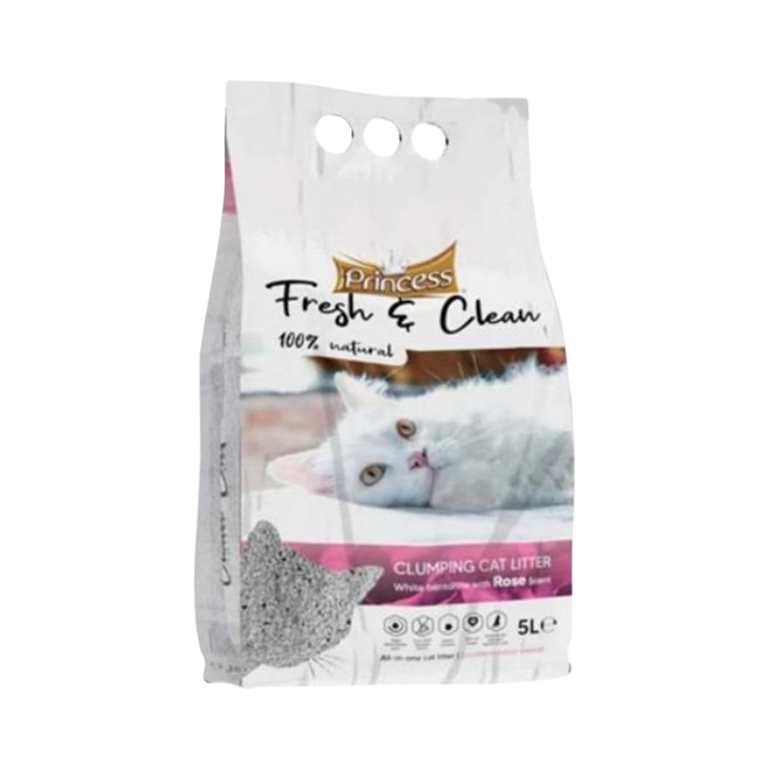 Princess White bentonite with Rose Scent Clumping Cat litter - 10 Litres