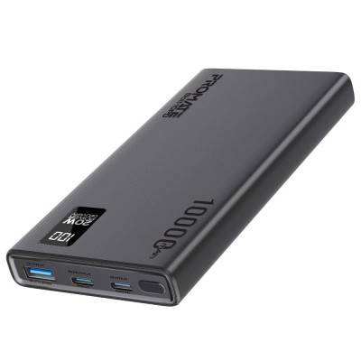 بطارية متنقلة من بروميت بسعة 10000 مللي أمبير مع منفذ USB-C™ بقوة 20 واط للدخل/الخرج، مخرج QC 3.0، منافذ USB-C، شاشة LCD وحماية من السخونة الزائدة للهواتف الذكية والأجهزة اللوحية - Promate Bolt-10PD (مصرحة في جميع المطارات وخطوط الطيران في العالم)