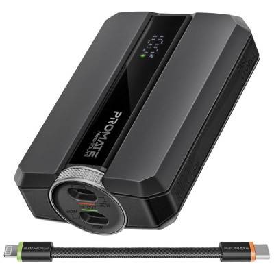 بطارية متنقلة صغيرة الحجم بسعة 10000 مللي أمبير في الساعة، تأتي مع كيبل مزدوج من نوع USB-C إلى لايتينينغ. تدعم شحن ثلاثة أجهزة في وقت واحد وتوفر شحن سريع بقوة 30 واط. مزودة بشاشة LED ونظام حماية أثناء الشحن. Promate Neo-10Uni