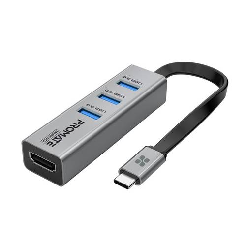 محول USB-C إلى HDMI بدقة عالية 4K بمعدل 30 هرتز، مزود بـ 3 منافذ USB 3.0، مما يتيح لك توصيل الأجهزة بسهولة