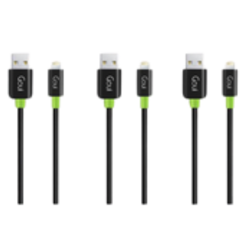 كابل ايفون USB من قوي 1 متر جلد أسود