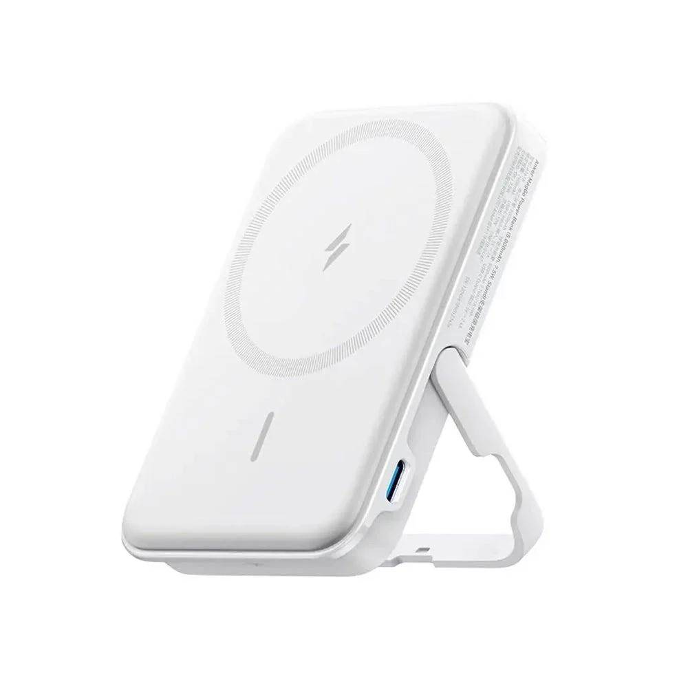 باور بانك انكر ماج سيف أبيض بسعة 5000mAh مع ستاند مدمج
