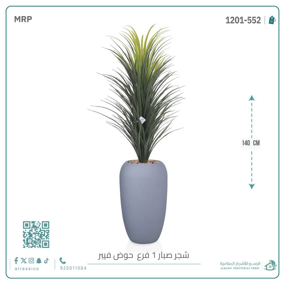   صبار اصطناعي كبير بمركن فيبر بيضاوى  