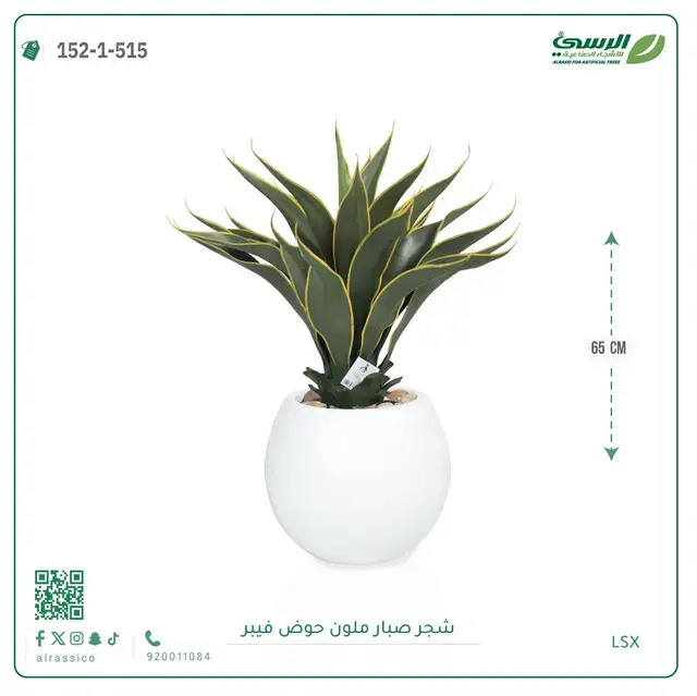  شجرة صبار صناعية ملونة ( ارتفاع 65 سم ) حوض فيبر 