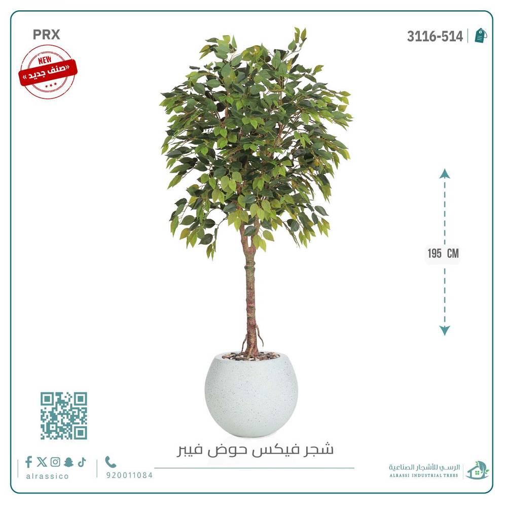  شجرة فيكس صناعية بحوض فيبر 