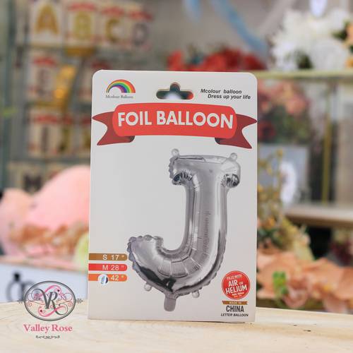  Silver helium foil balloons letters J