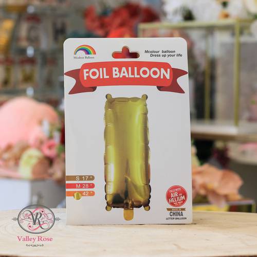 Gold helium foil balloons letters I
