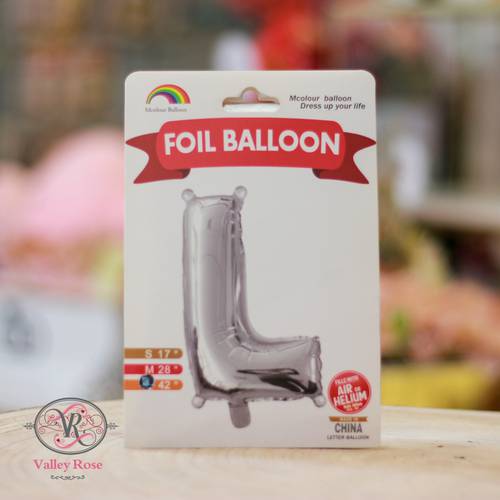 Silver helium foil balloons letters L