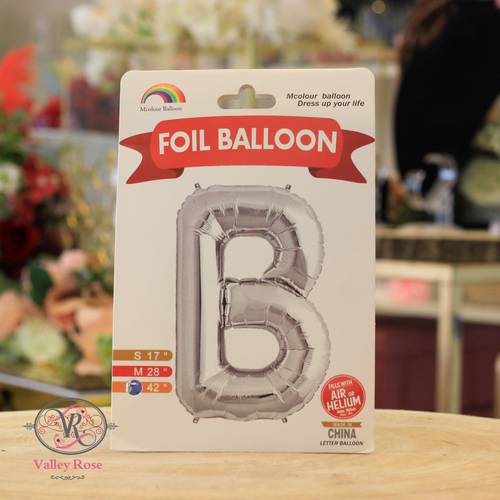 Silver helium foil balloons letters B