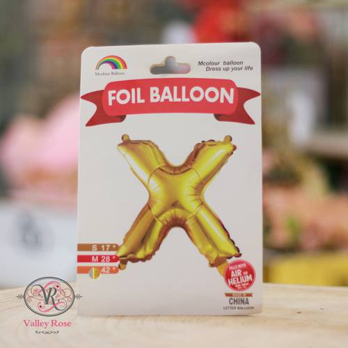 Gold helium foil balloons letters X