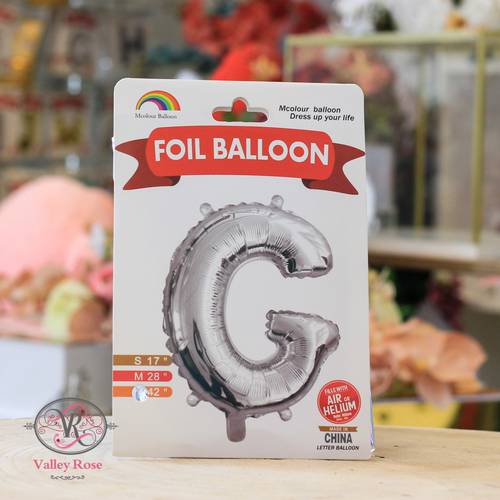 Silver helium foil balloons letters G
