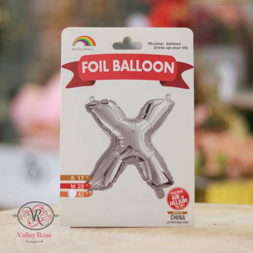  Silver helium foil balloons letters X
