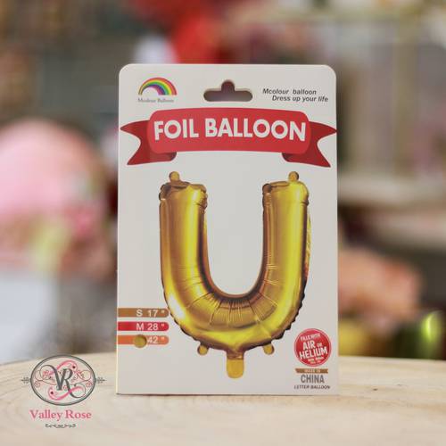 Gold helium foil balloons letters U