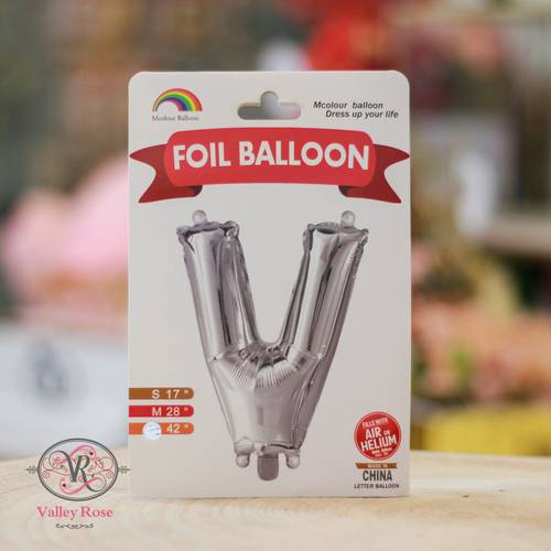  Silver helium foil balloons letters V