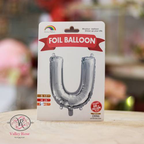 Silver helium foil balloons letters U