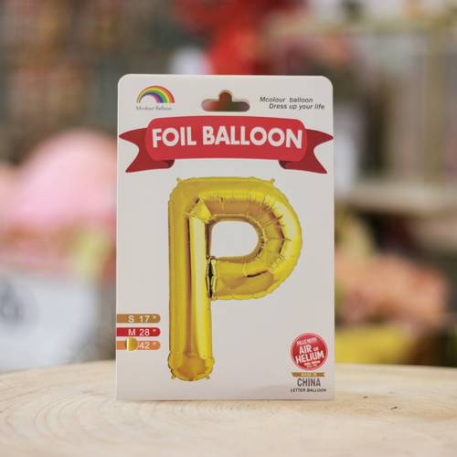 Gold helium foil balloons letters P