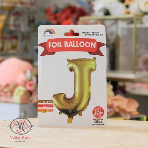Gold helium foil balloons letters J