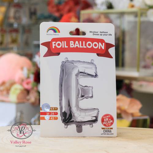  Silver helium foil balloons letters E