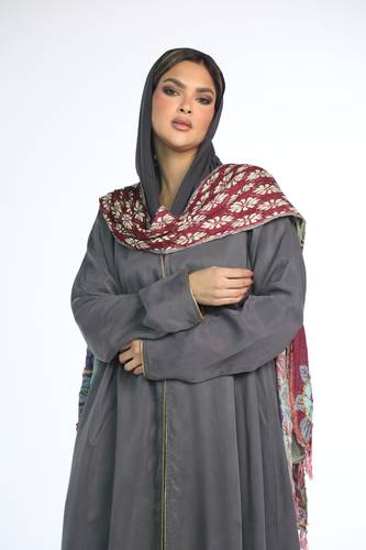 عباية الأناقة شال رصاصي 58