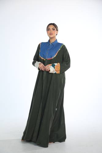 عباية كاجوال جينز اخضر