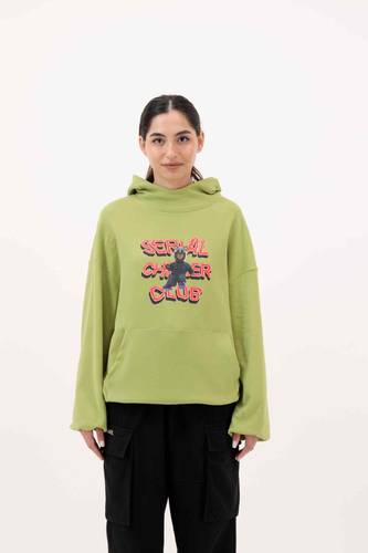 اوفر سايز هودي اخضر - camel