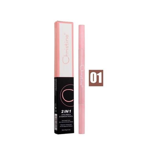 كرستين (Christine) قلم تحديد الحواجب والعيون المزدوج درجة 01 بني متوسط (Medium Brown)