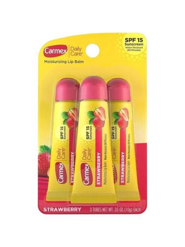 كارمكس (Carmex) مرطب ومعالج للشفاه بنكهة الفراولة المنعشة لترطيب عميق (3 في 1)