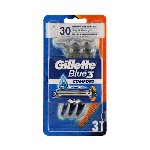 جيليت (Gillette) ماكينة وشفرات حلاقة بلو 3 كومفورت (Blue 3 Comfort) لحلاقة ناعمة