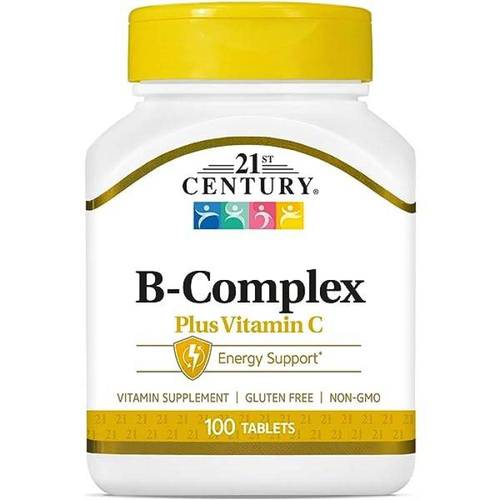 21 سينتري مكمل غذائي مركب فيتامين ب (B-Complex) مع فيتامين سي لدعم الطاقة والمناعة - 100 قرص