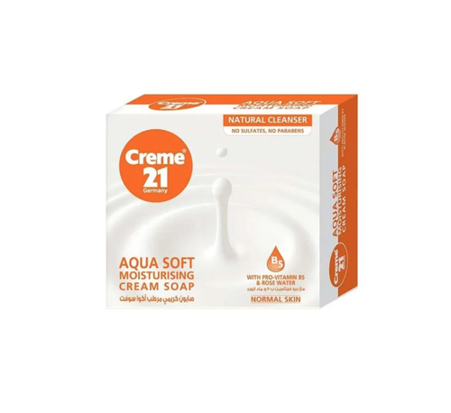 كريم 21 صابونة أكوا سوفت (Aqua Soft) بفيتامين B5 وماء الورد