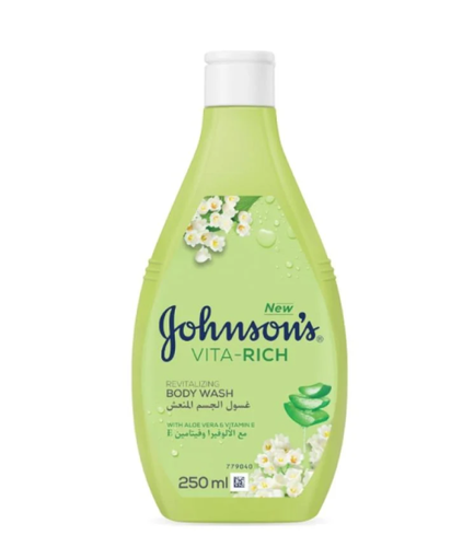 جونسون غسول للجسم (Body Wash) بفيتامين E والألوفيرا لترطيب البشرة - 250 مل