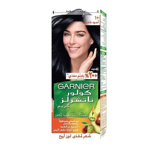 غارنييه كولور ناتشرلز صبغة شعر كريم لون أسود غامق أصلي (أنبوب عصار) رقم 1+