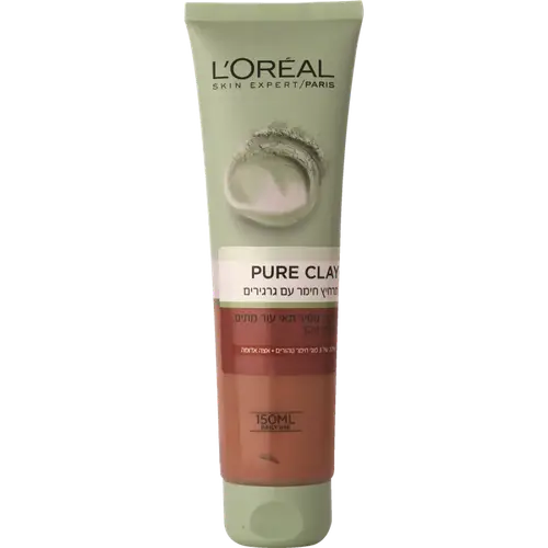 لوريال باريس غسول ومقشر الطين النقي (Pure Clay) الأحمر لتنقية وتفتيح البشرة - 150 مل