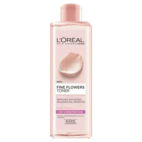 لوريال باريس تونر التنظيف (Fine Flowers) بخلاصة الزهور للبشرة الجافة والحساسة - 400 مل