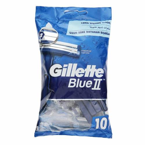 جيليت بلو 2 (Blue II) ماكينة حلاقة بمقبض مريح وشفرات حادة (كيس 10 حبات)