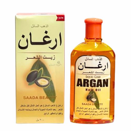 سعادة بيوتي زيت الشعر أرغان الذهب السائل لترطيب مكثف وعلاج التقصف واللمعان - 300 مل