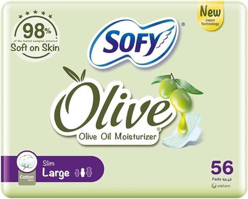 سوفي (Sofy) فوط صحية بخلاصة زيت الزيتون (سليم لارج) مريحة - 56 حبة