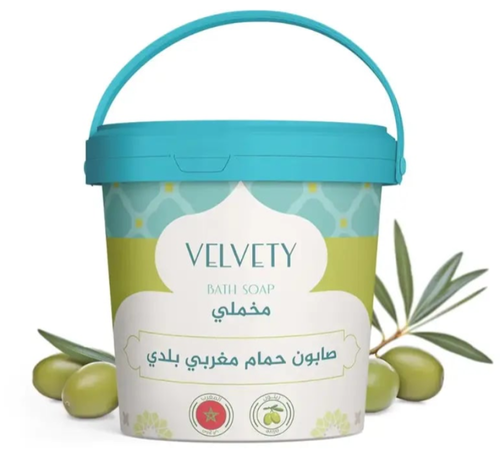 مخملي الصابون المغربي البلدي الطبيعي بخلاصة زيت الزيتون لتقشير الجسم وإزالة الجلد الميت وتنعيم البشرة