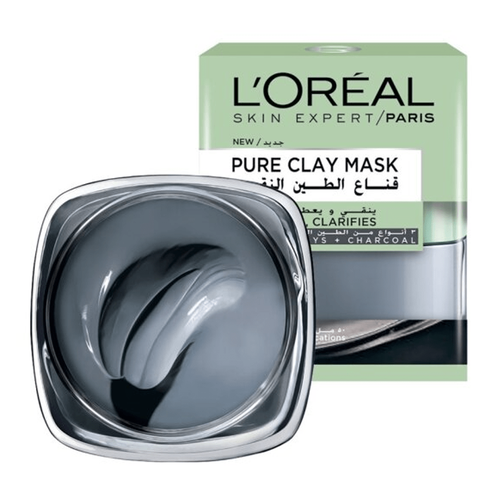 لوريال باريس قناع الطين النقي ديتوكس (Detox Mask) بالفحم لتنقية البشرة وتصغير المسام - 50 مل